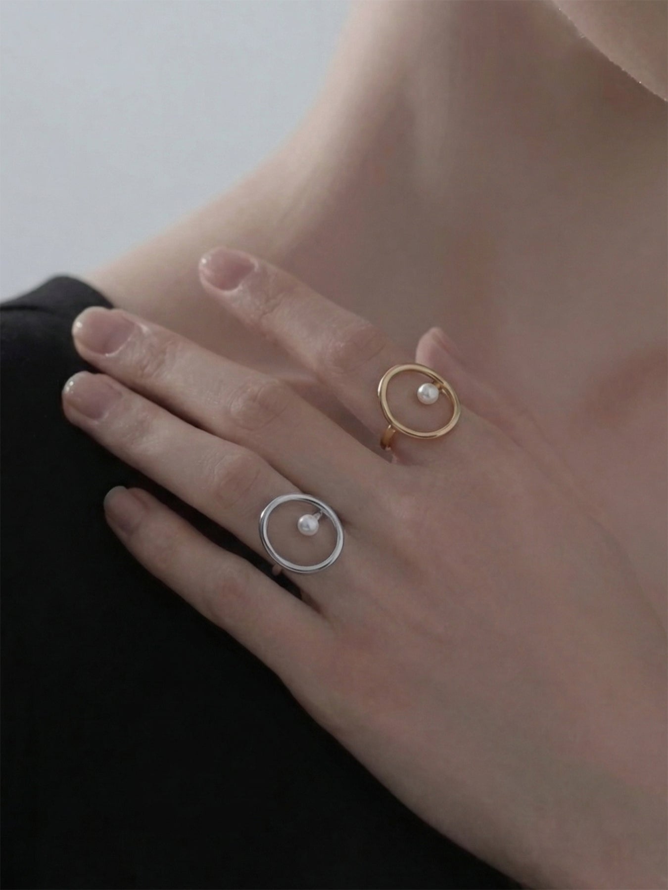 Geometric Pearl Ring