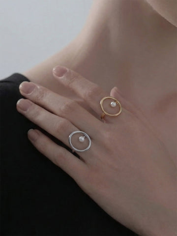 Geometric Pearl Ring