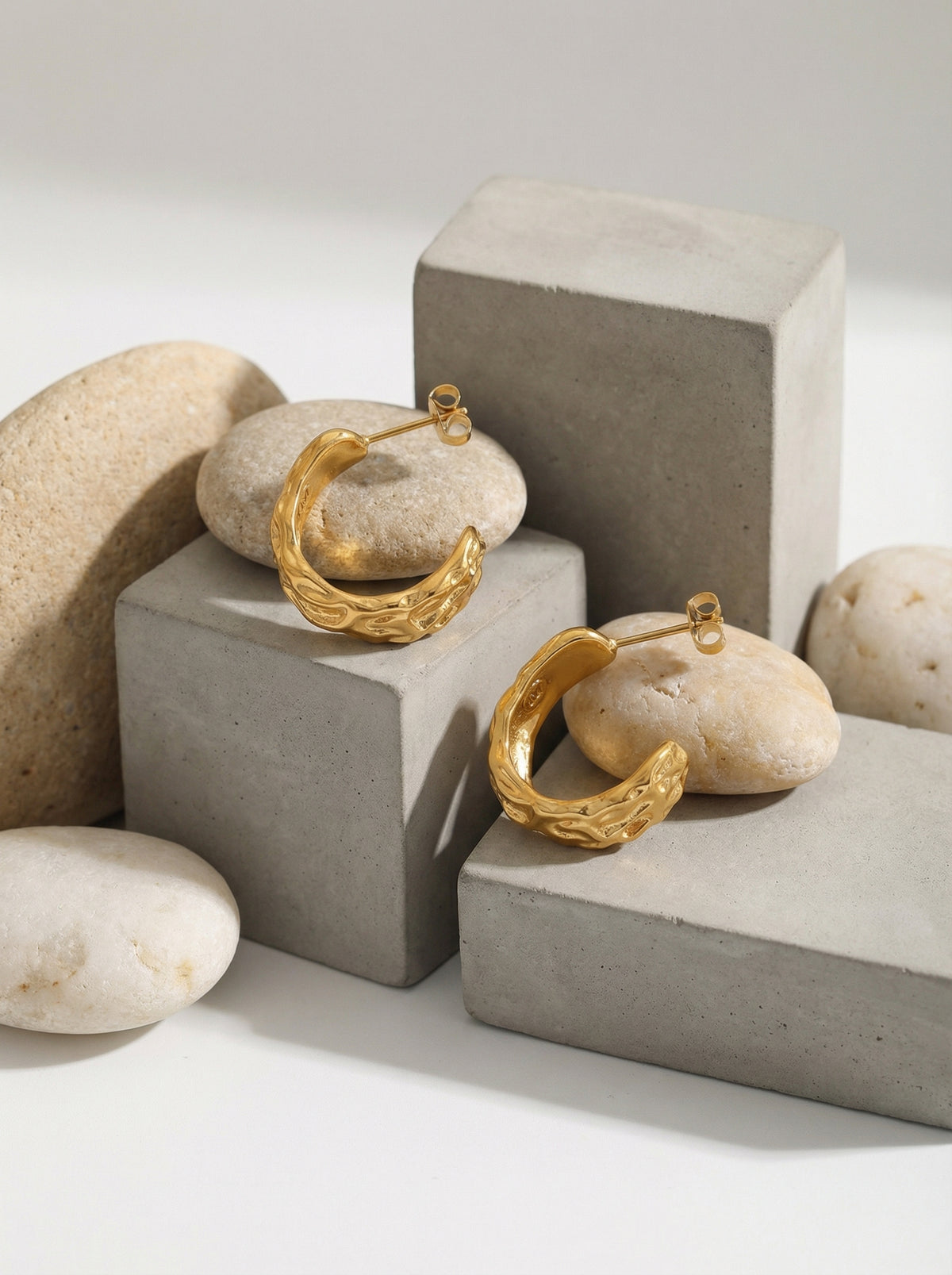 Sculpted Wave Hoop Earrings
