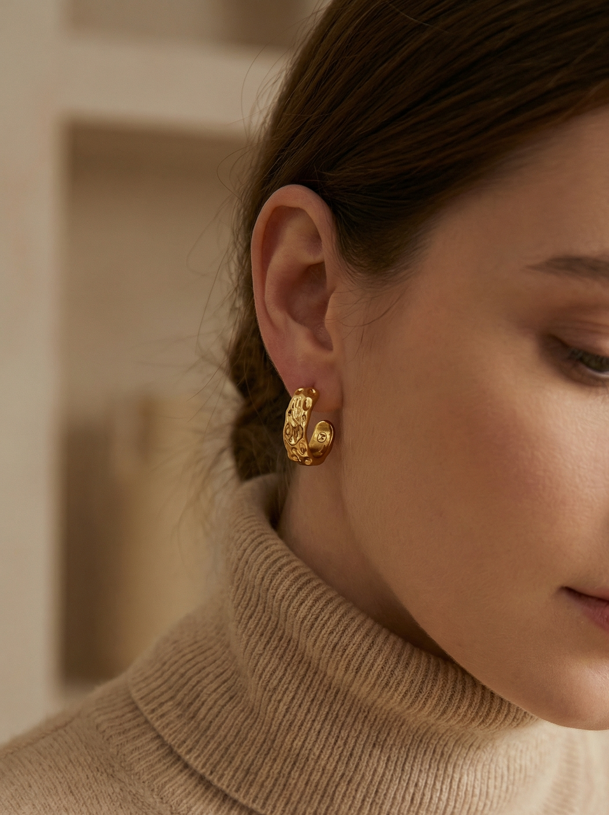 Sculpted Wave Hoop Earrings