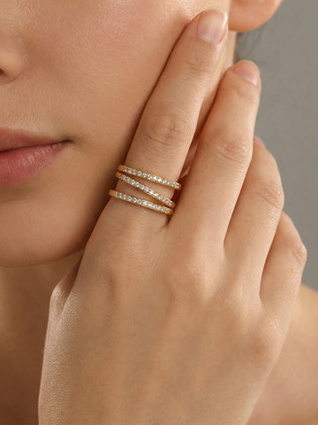 Zircon-Inlay Geometric Ring