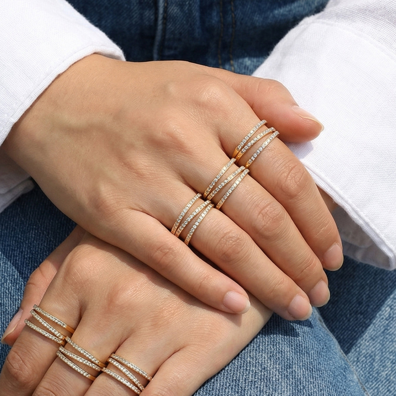 Zircon-Inlay Geometric Ring
