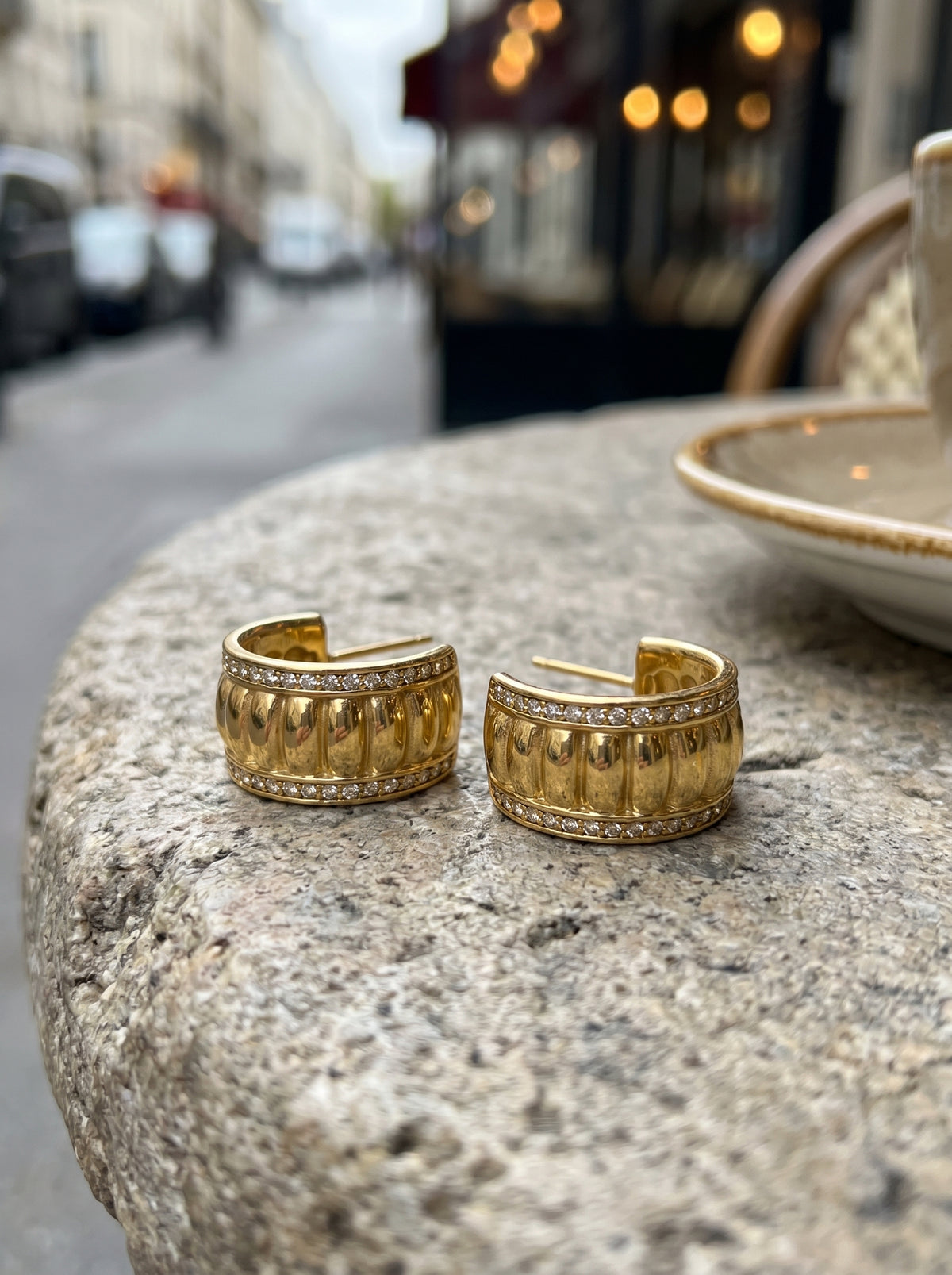 Ribbed Zircon Hoops
