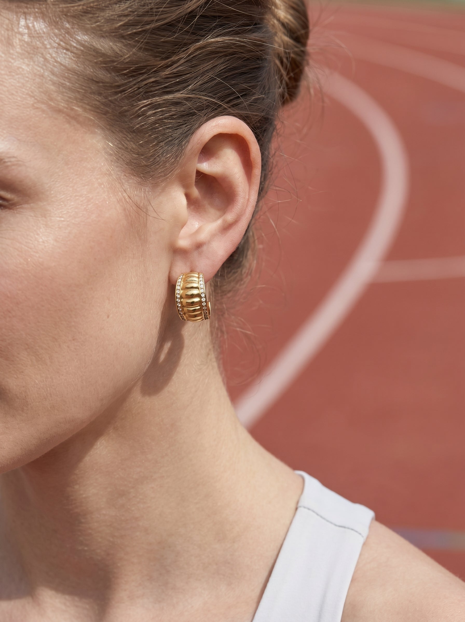 Ribbed Zircon Hoops