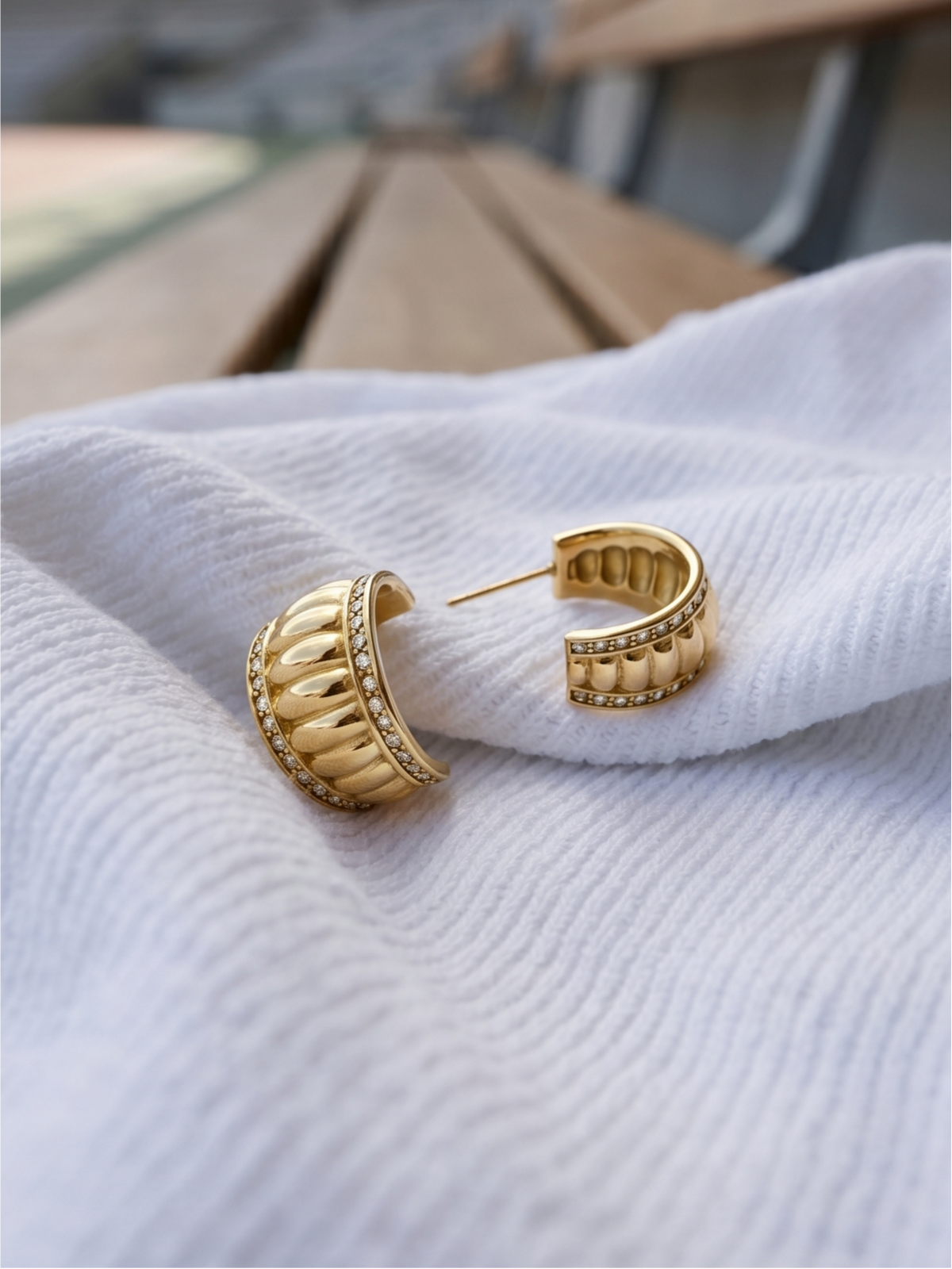 Ribbed Zircon Hoops