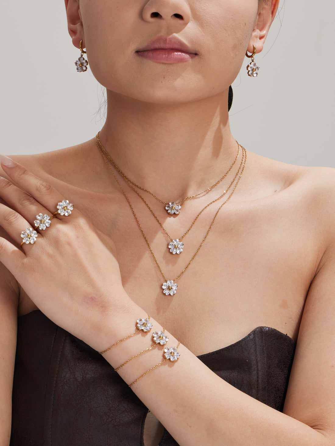 Crystal Flower Jewelry — Choose Your Piece