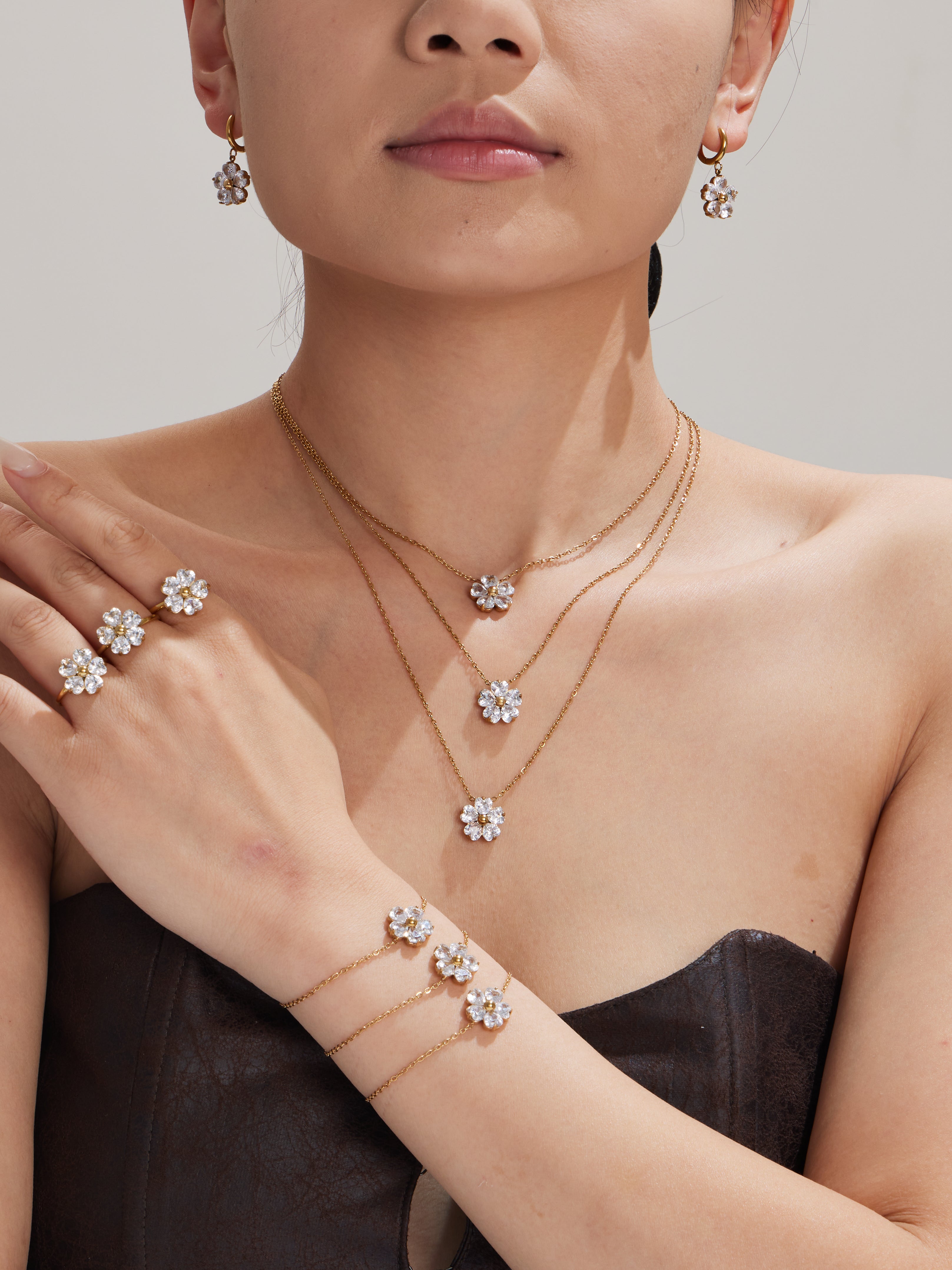 Crystal Flower Jewelry — Choose Your Piece