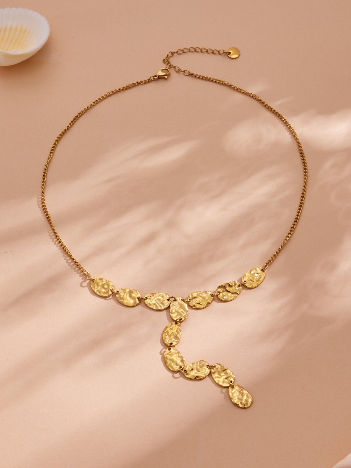 Hammered Drop Y Necklace