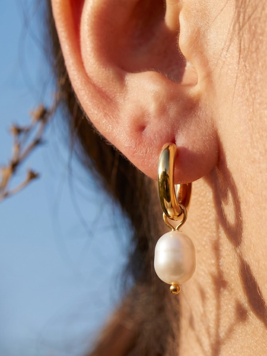 Pearl Charm Hoops