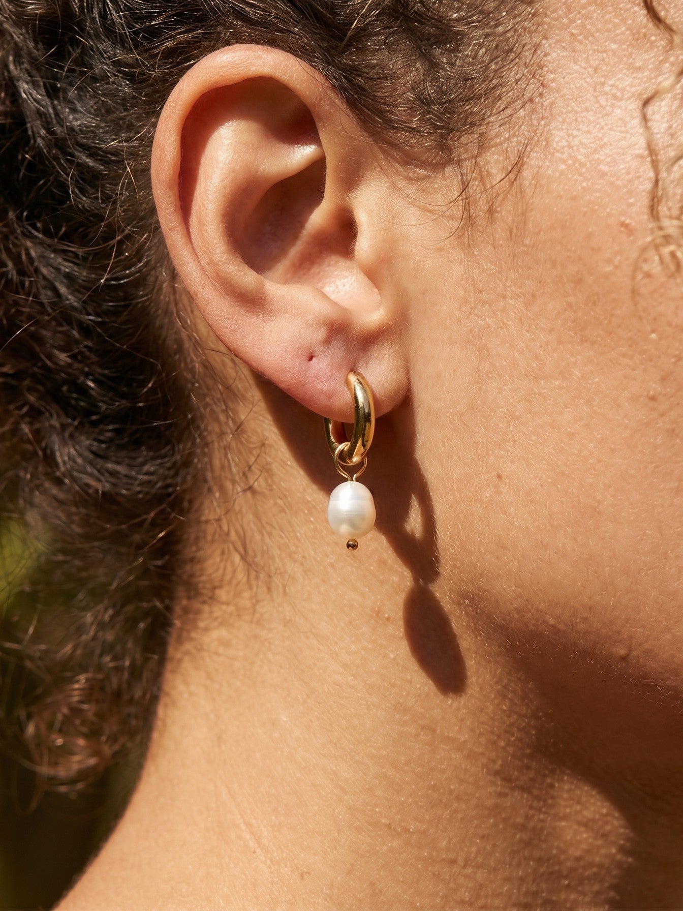 Pearl Charm Hoops
