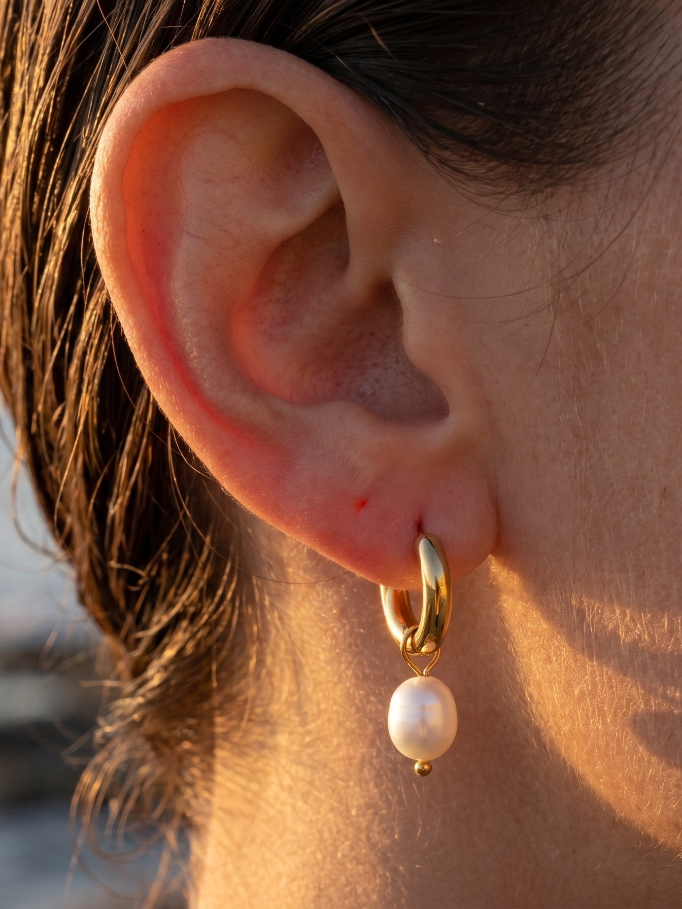 Pearl Charm Hoops