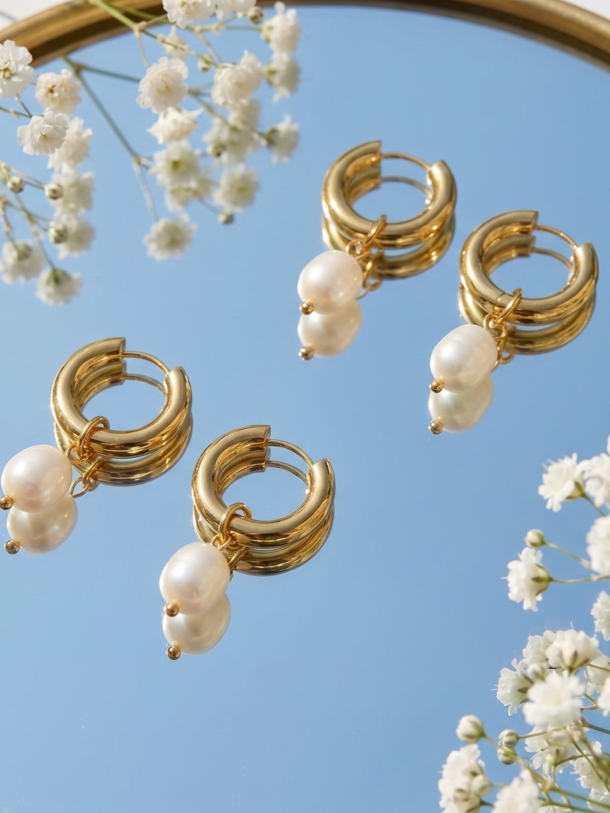 Pearl Charm Hoops