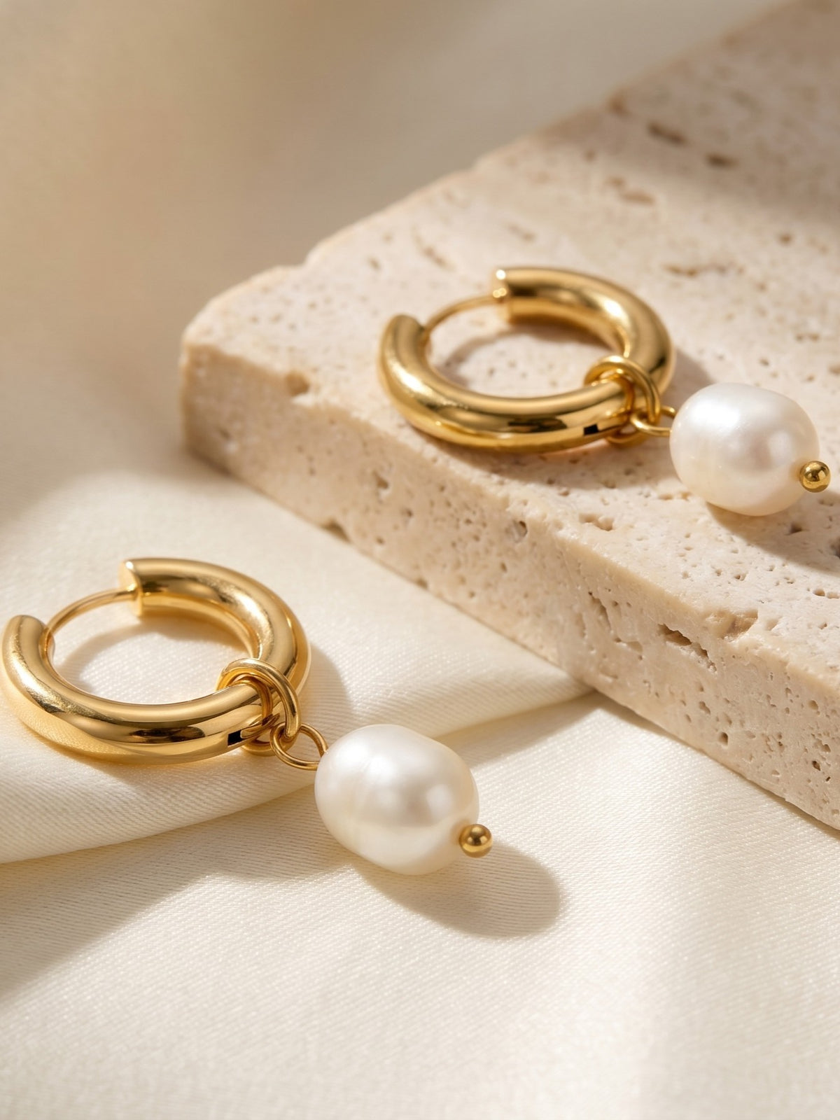Pearl Charm Hoops