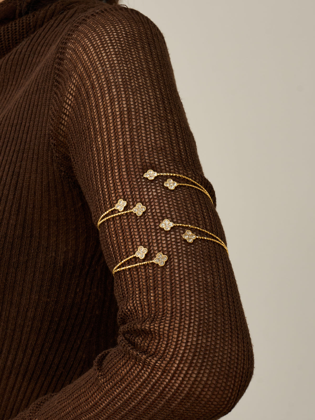 Crystal Motif Open Cuff Bracelet Collection