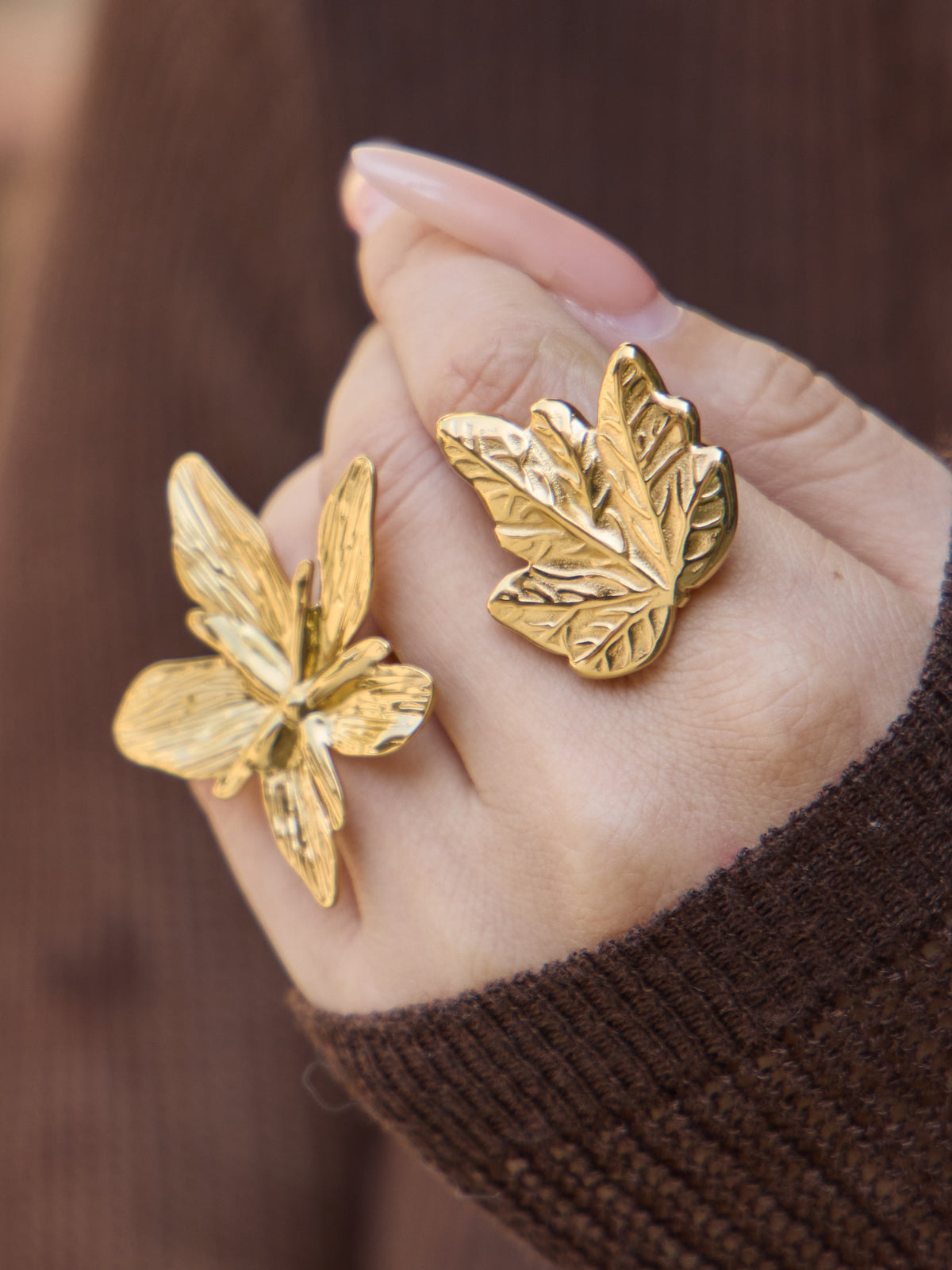 Sculptural Botanical Statement Rings — Choose Your Style
