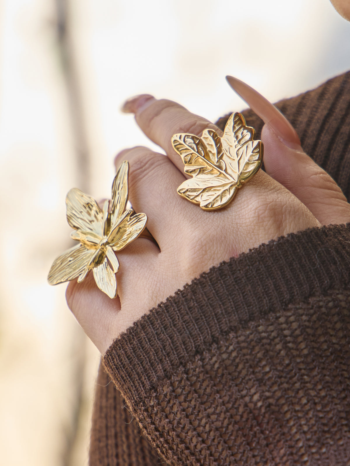 Sculptural Botanical Statement Rings — Choose Your Style