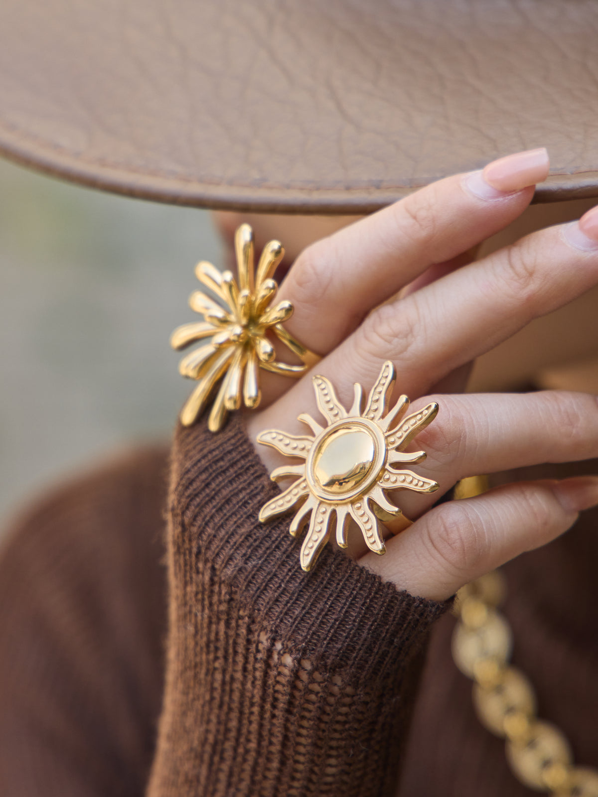 Sculptural Botanical Statement Rings — Choose Your Style