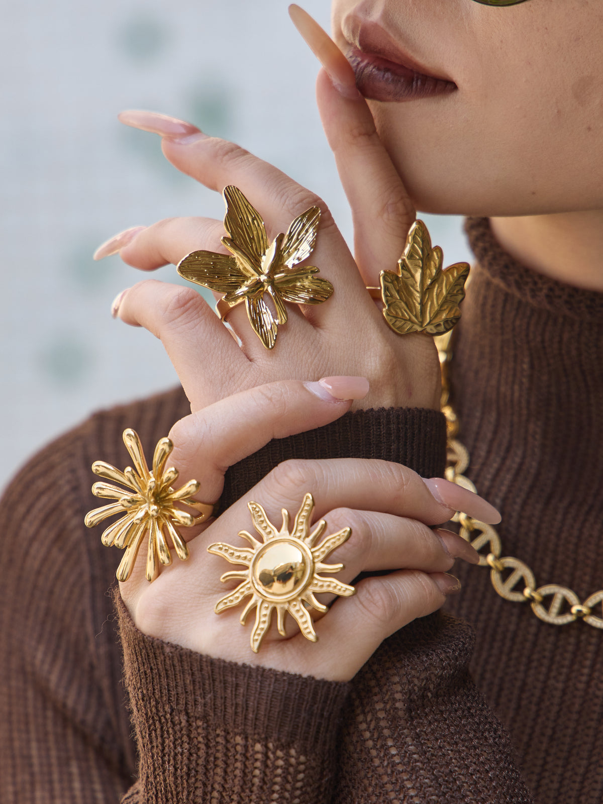 Sculptural Botanical Statement Rings — Choose Your Style