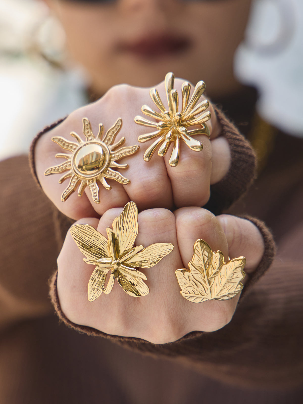 Sculptural Botanical Statement Rings — Choose Your Style