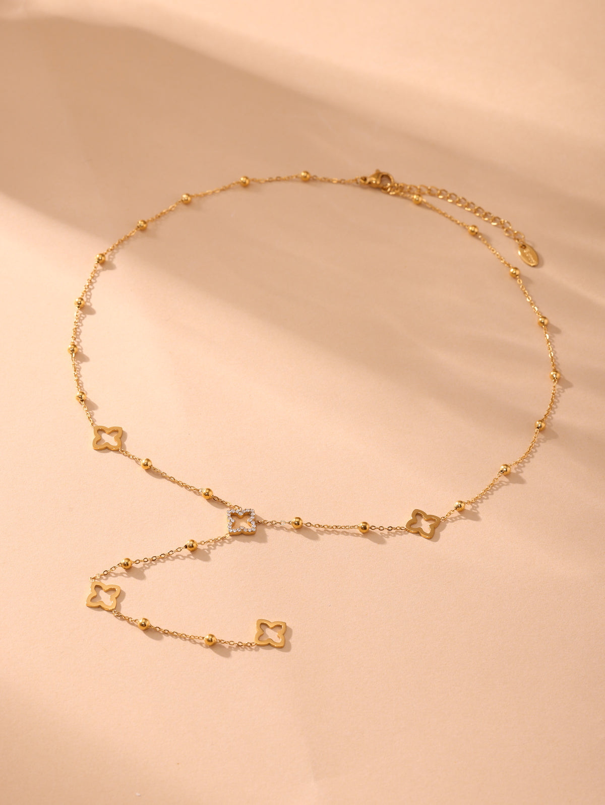 Crystal Clover Y Necklace