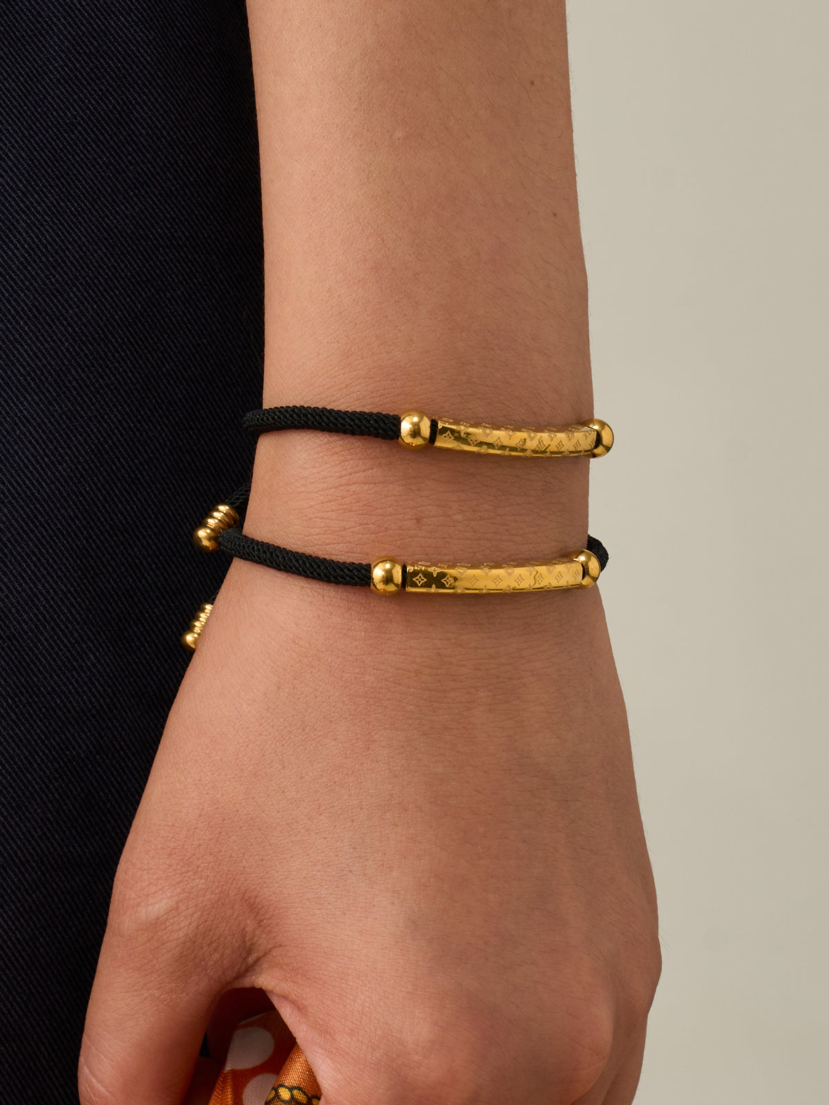 Engraved Bar Cord Bracelet — Gold or Silver