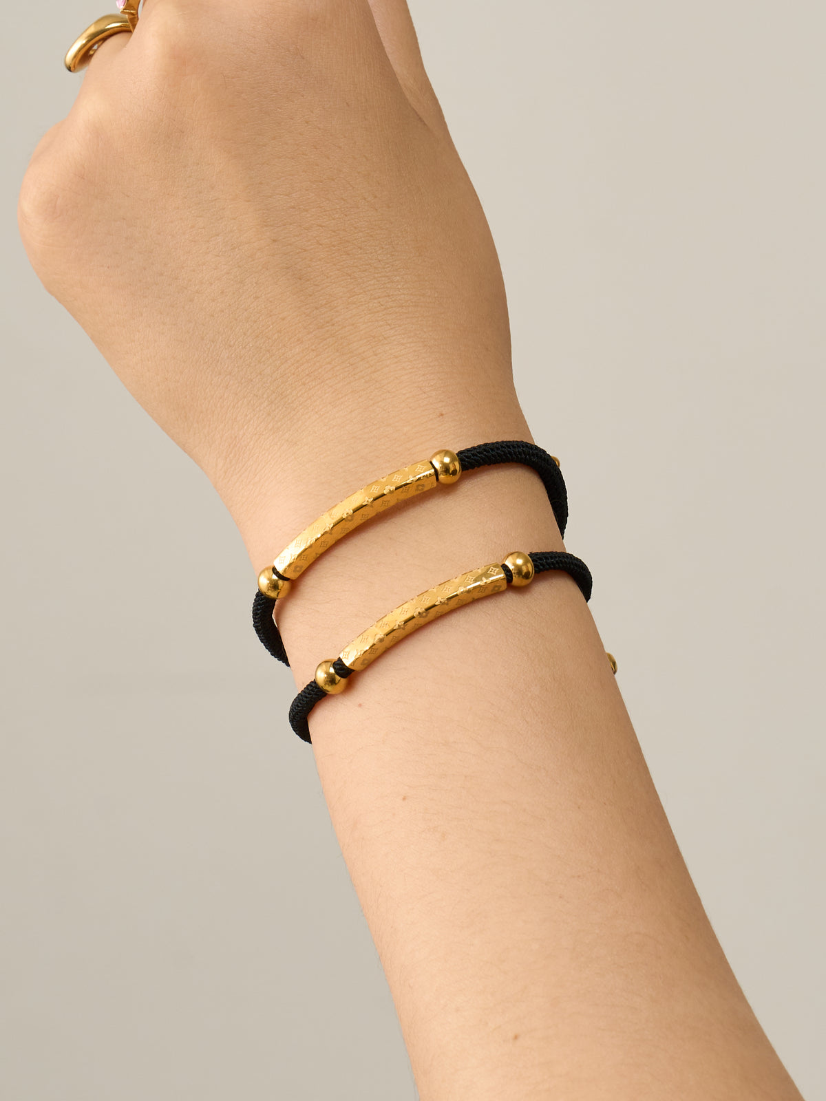 Engraved Bar Cord Bracelet — Gold or Silver