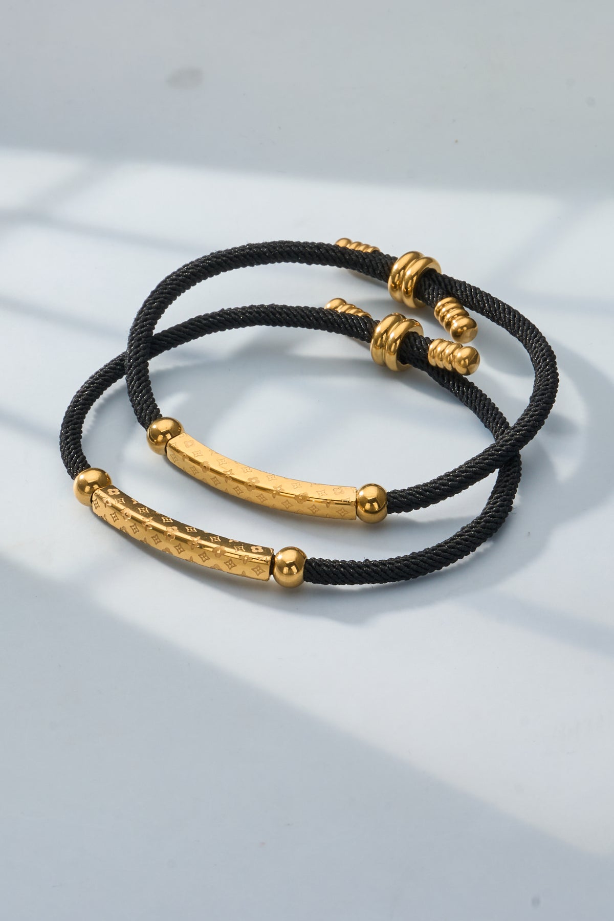 Engraved Bar Cord Bracelet — Gold or Silver