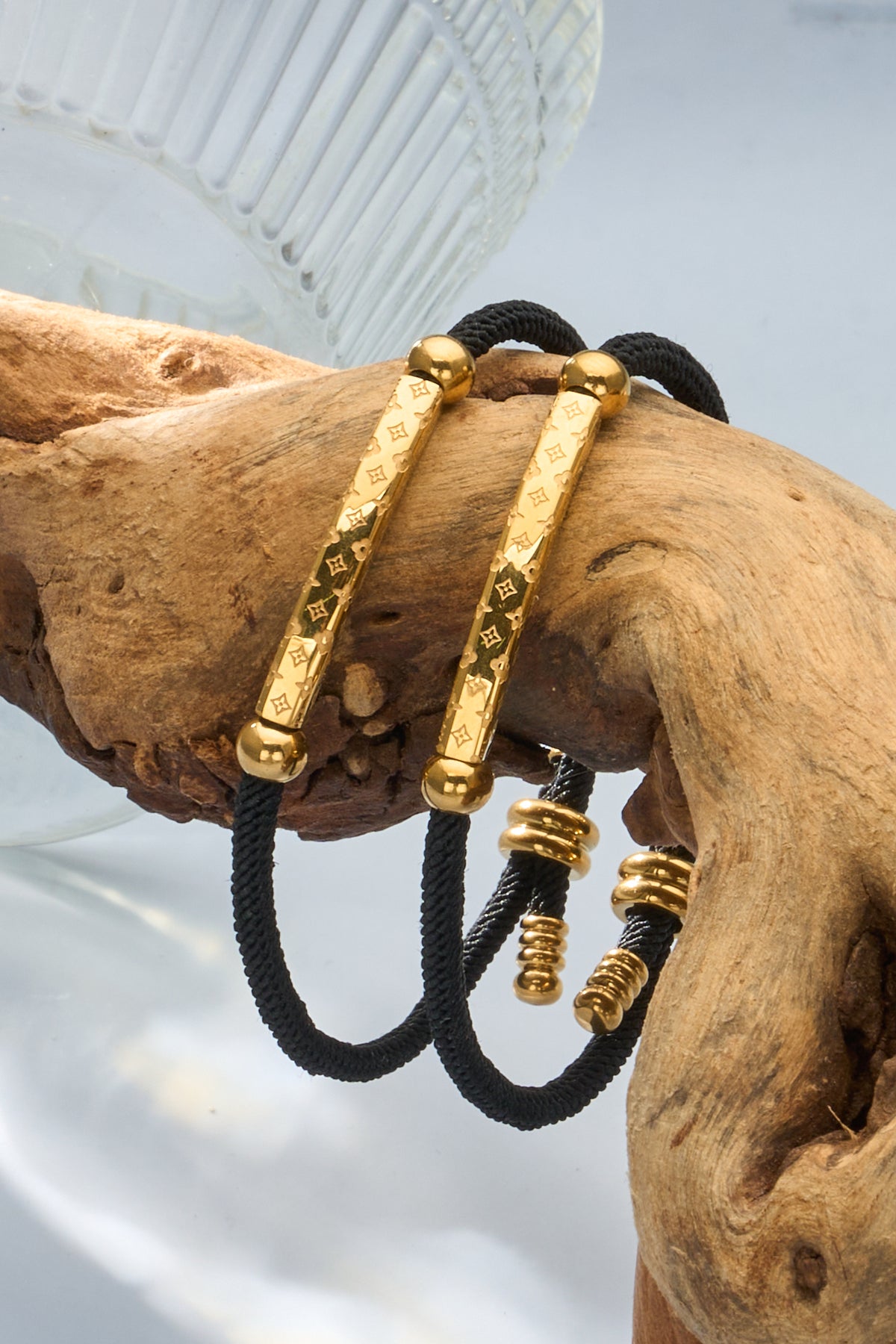 Engraved Bar Cord Bracelet — Gold or Silver