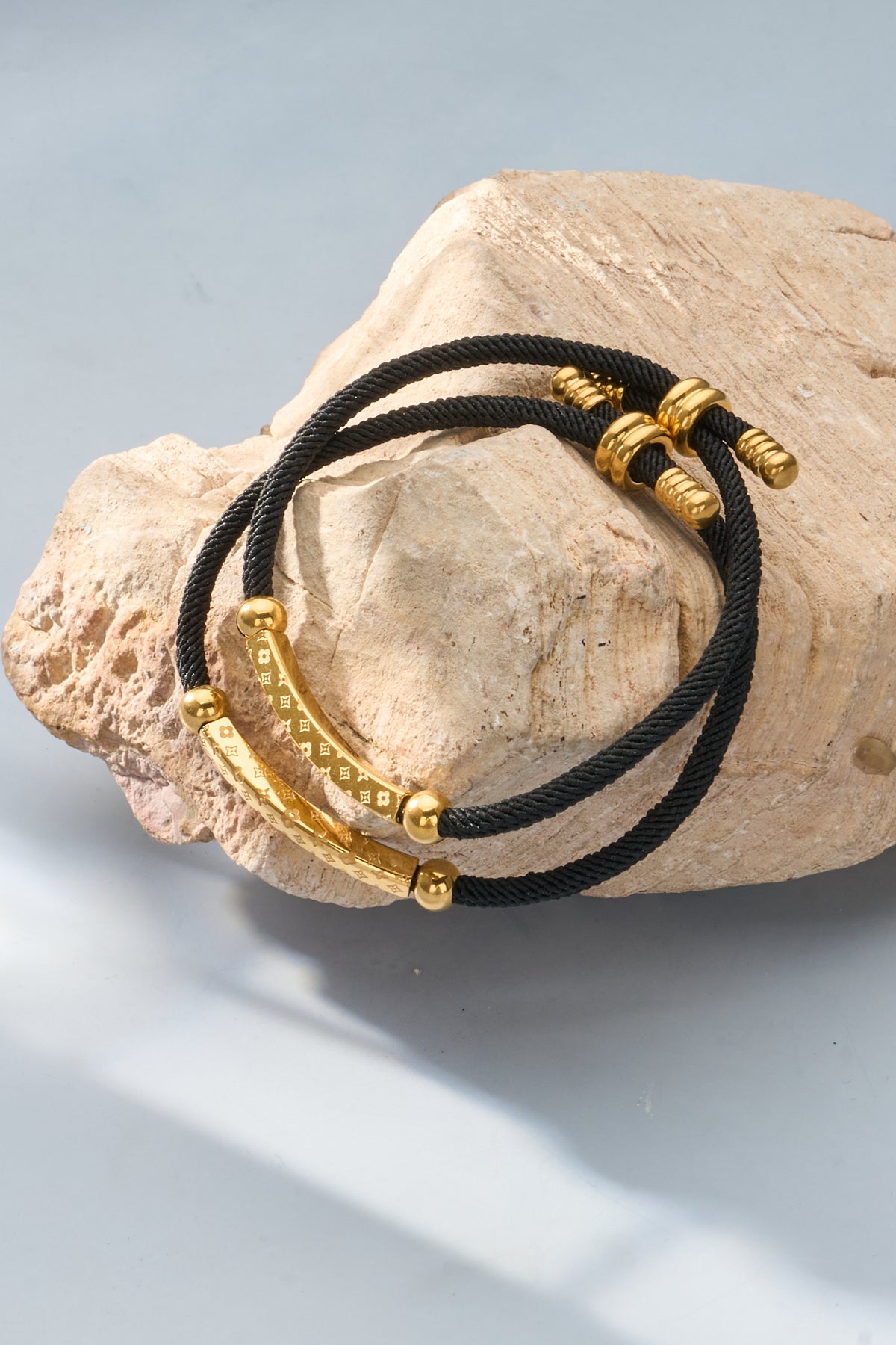 Engraved Bar Cord Bracelet — Gold or Silver