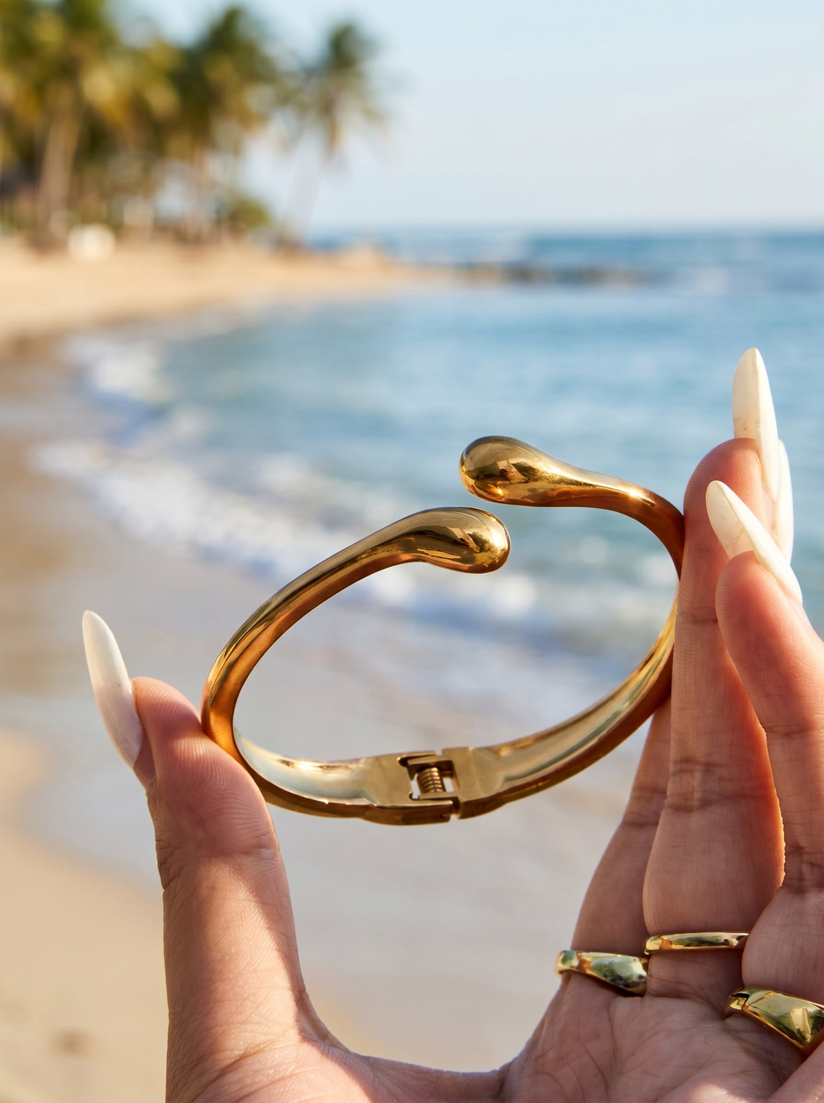 Sculptural Double-Ended Cuff Bracelet — Gold or Silver