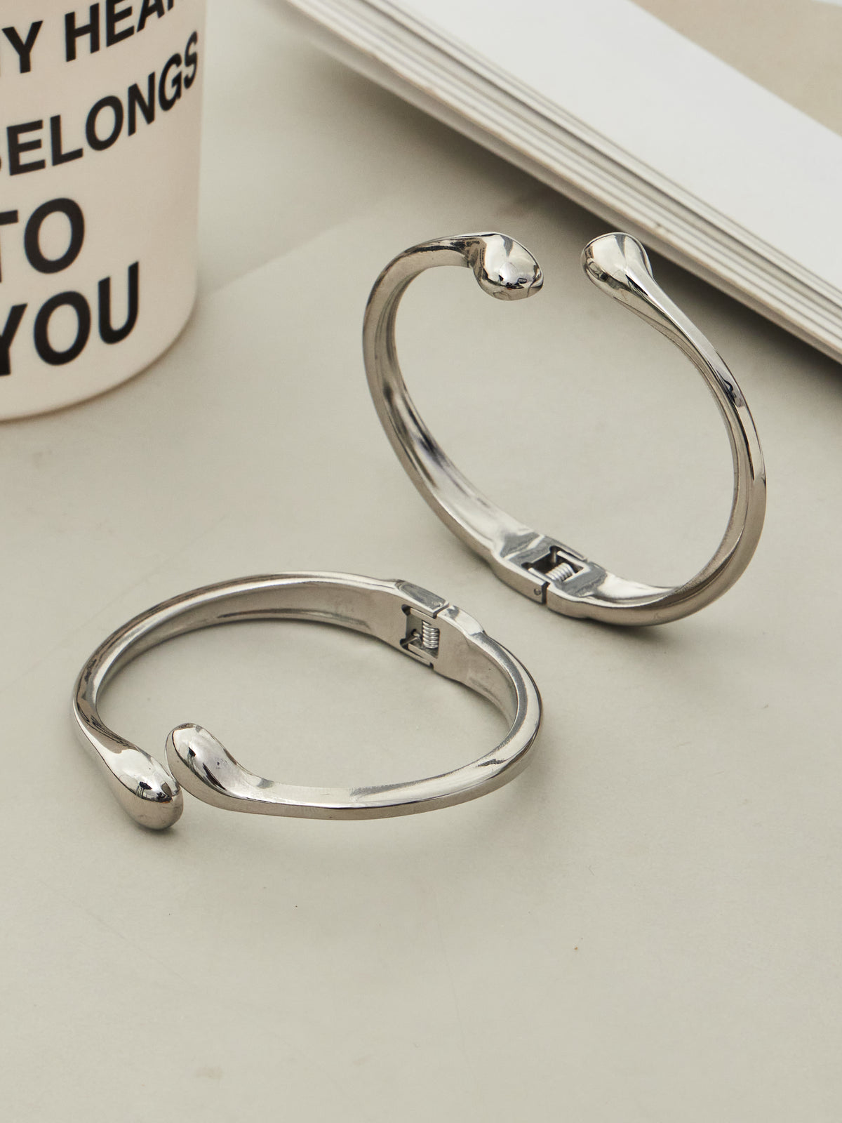 Sculptural Double-Ended Cuff Bracelet — Gold or Silver