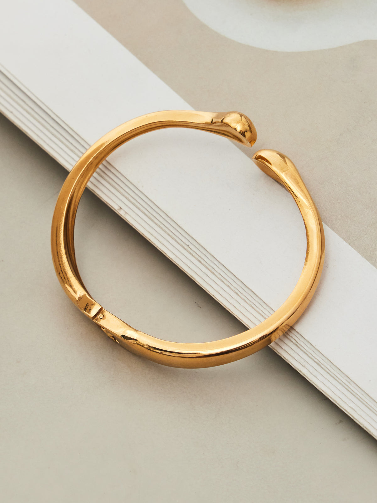 Sculptural Double-Ended Cuff Bracelet — Gold or Silver