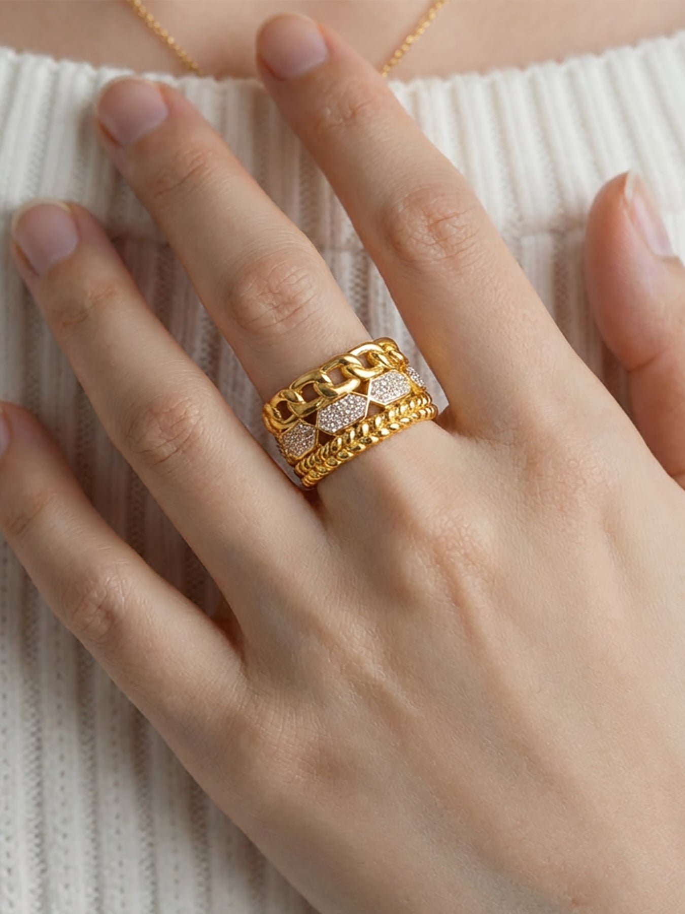 Geometric Zircon Ring
