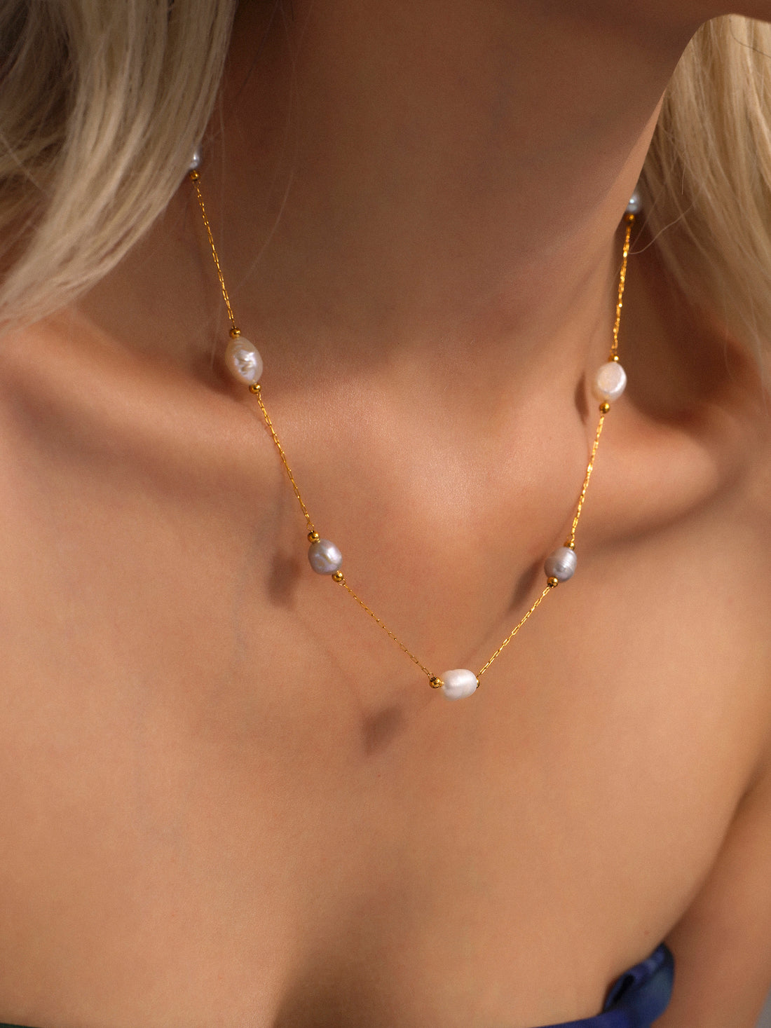 Lustre Pearl Station Necklace