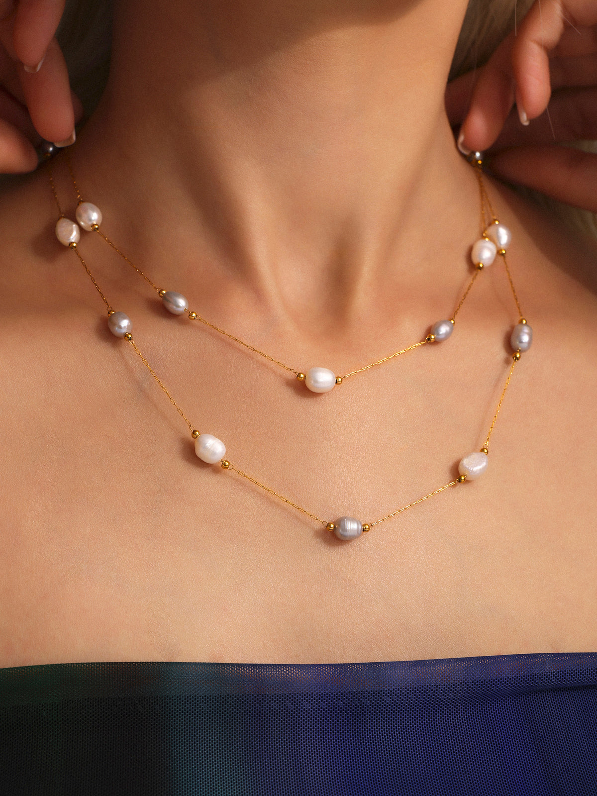 Lustre Pearl Station Necklace