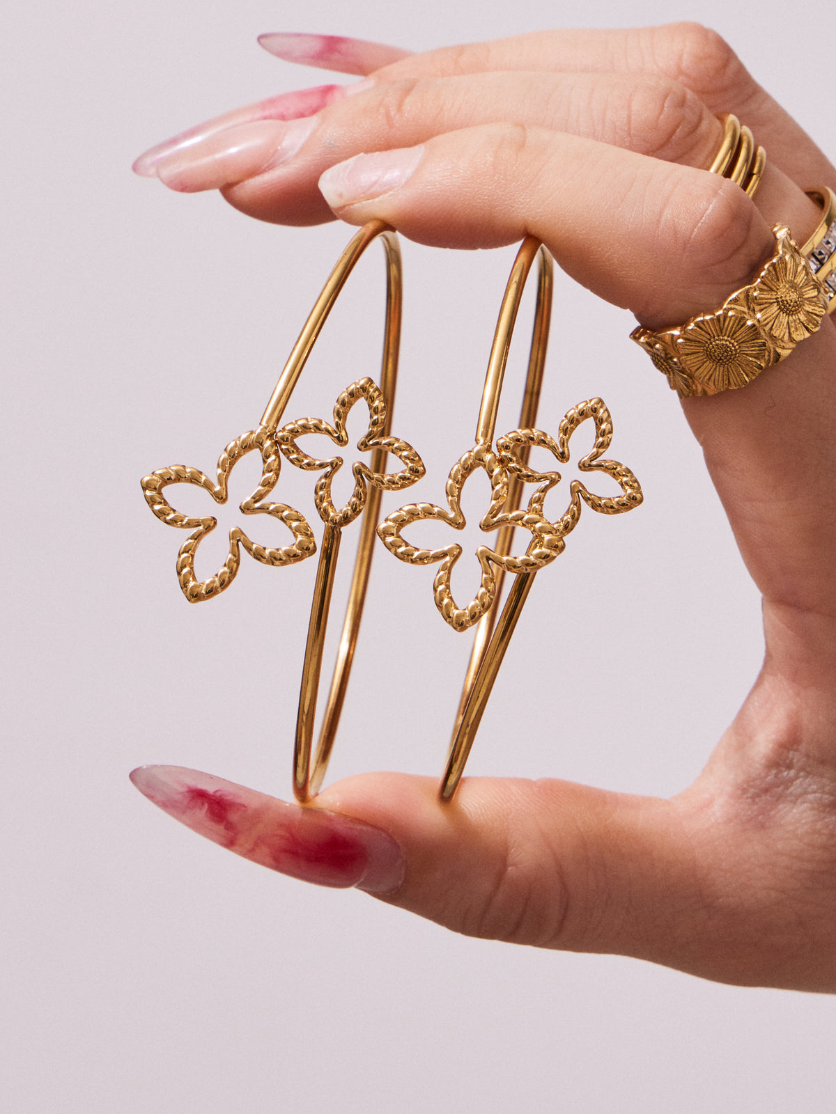 Double Butterfly Open Cuff Bracelet — Gold or Silver