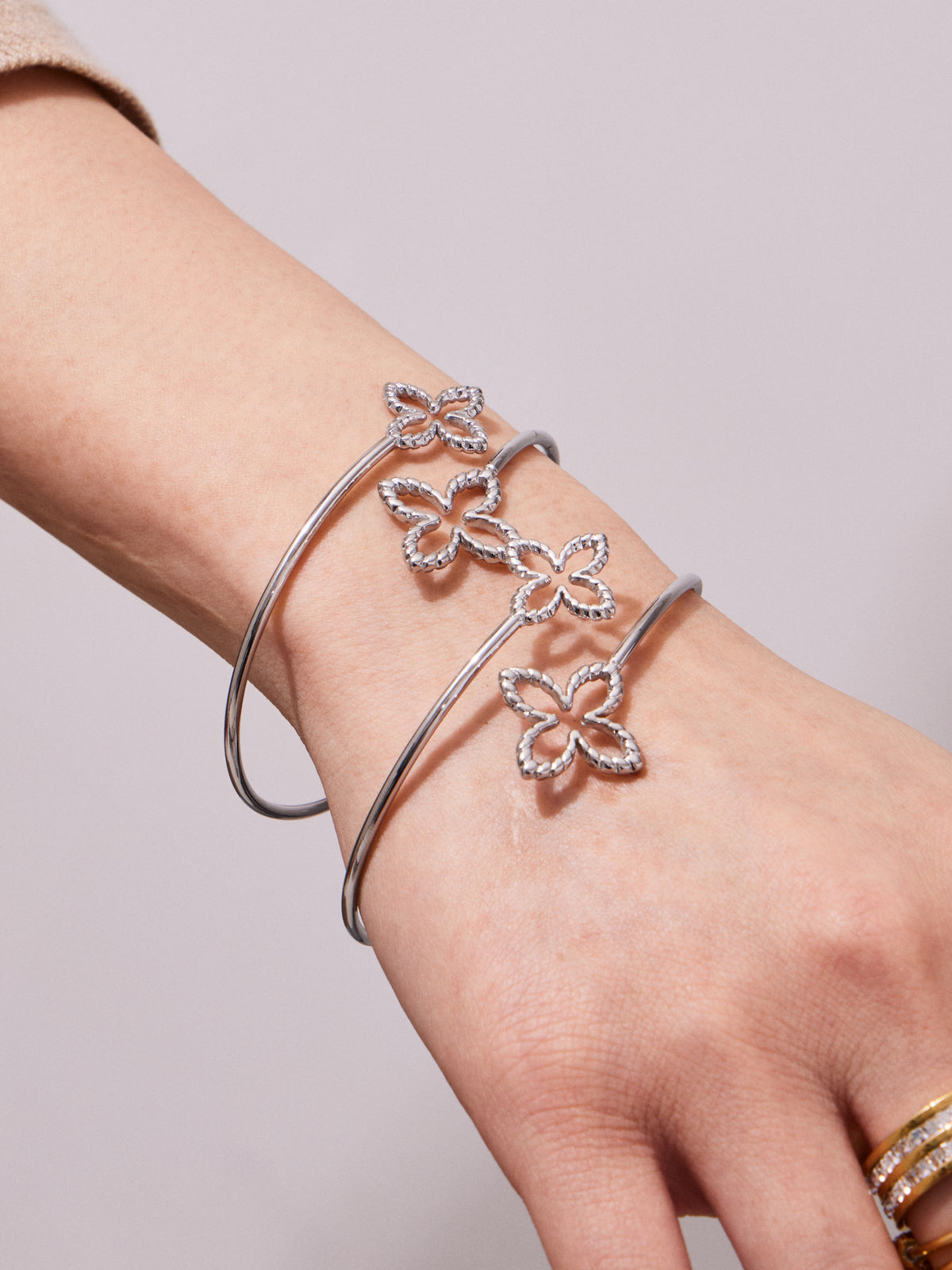 Double Butterfly Open Cuff Bracelet — Gold or Silver