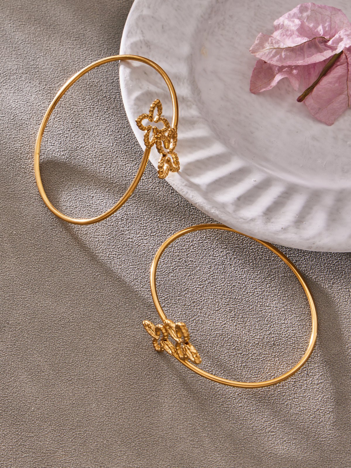 Double Butterfly Open Cuff Bracelet — Gold or Silver