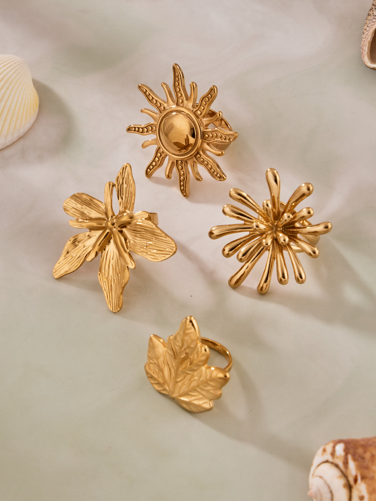 Sculptural Botanical Statement Rings — Choose Your Style