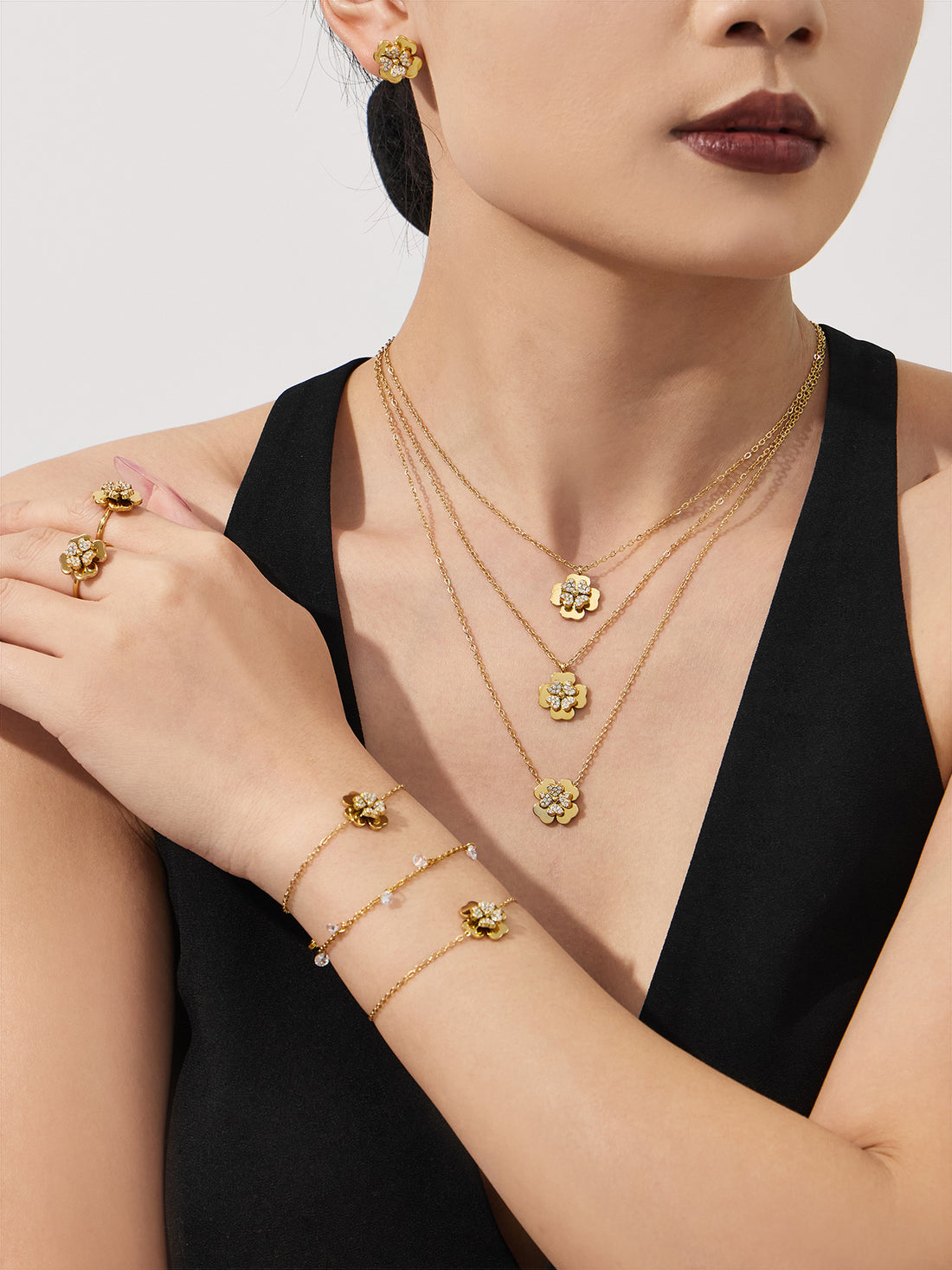 Crystal Camellia Jewelry Collection — Choose Your Piece