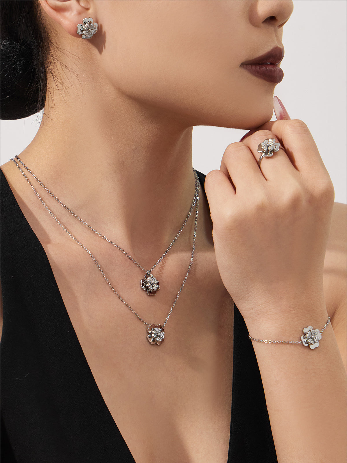 Crystal Camellia Jewelry Collection — Choose Your Piece