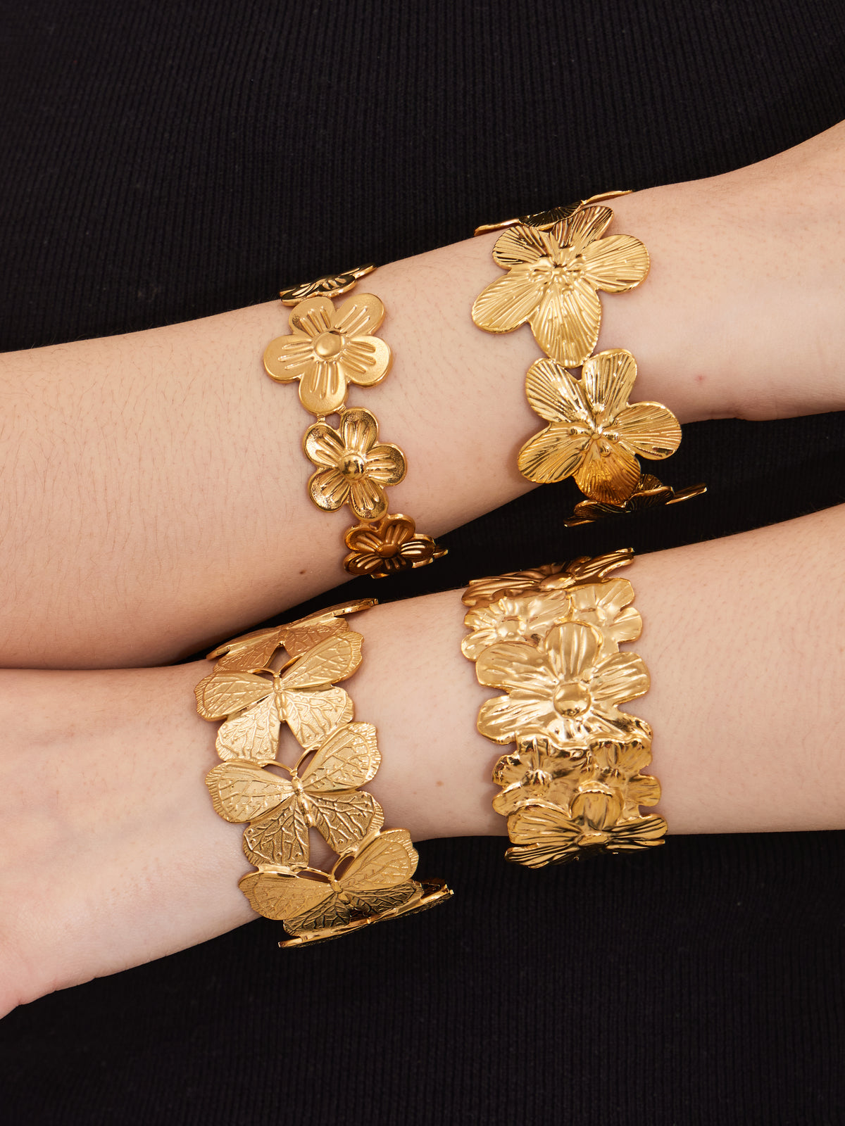 Sculptural Floral Cuff Bracelet Collection — Choose Your Style