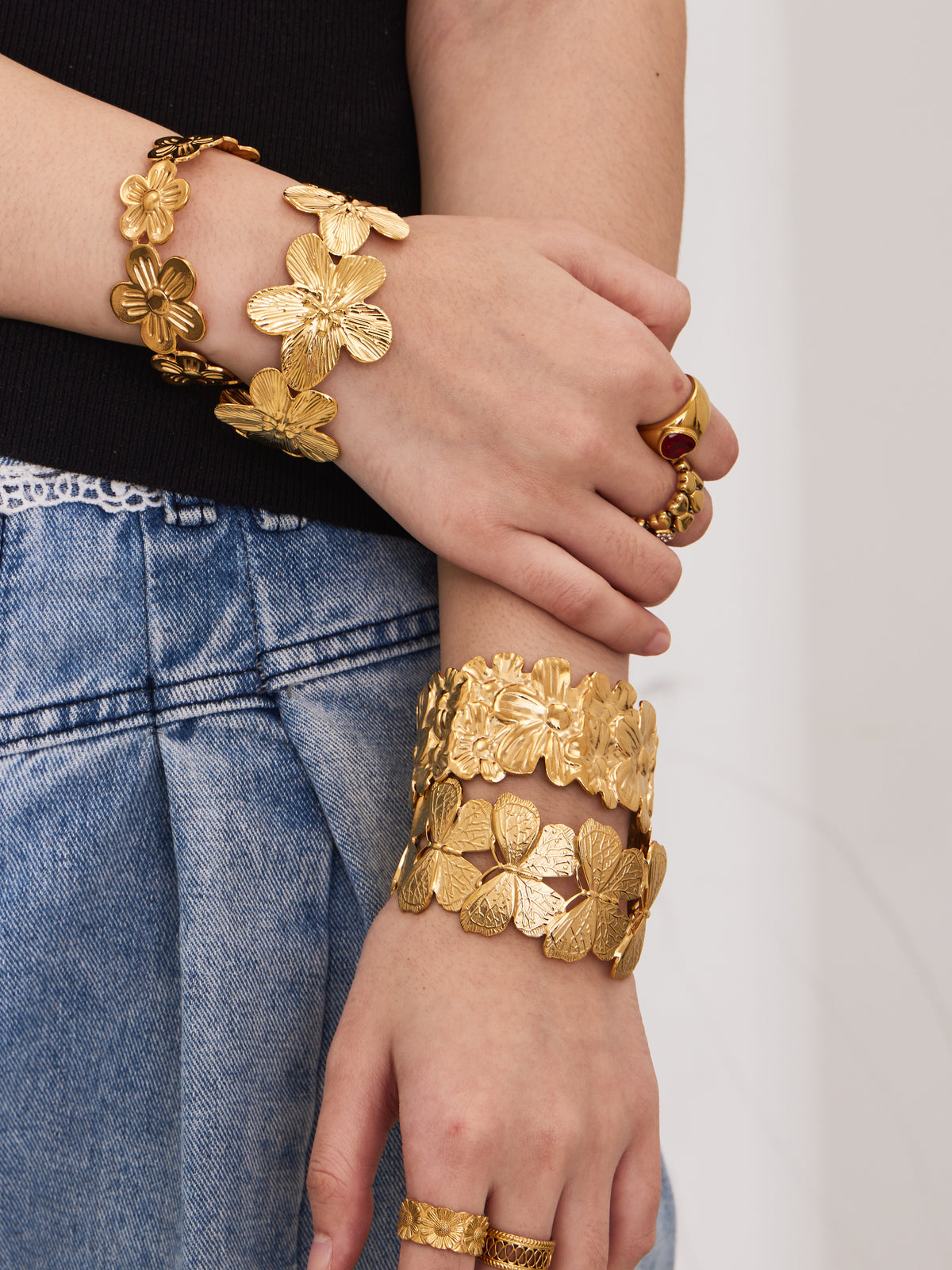 Sculptural Floral Cuff Bracelet Collection — Choose Your Style