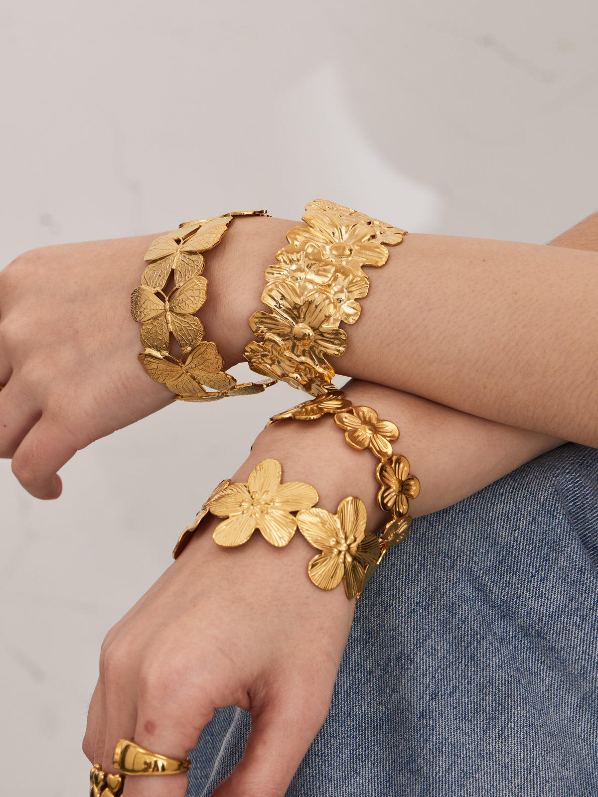 Sculptural Floral Cuff Bracelet Collection — Choose Your Style