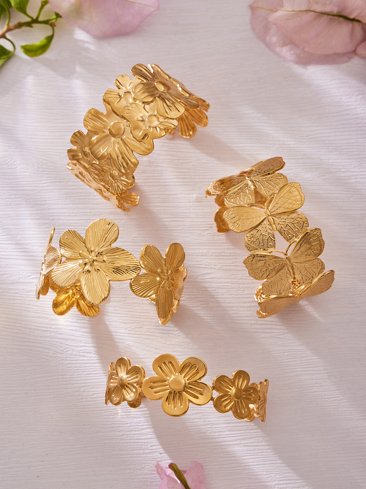 Sculptural Floral Cuff Bracelet Collection — Choose Your Style