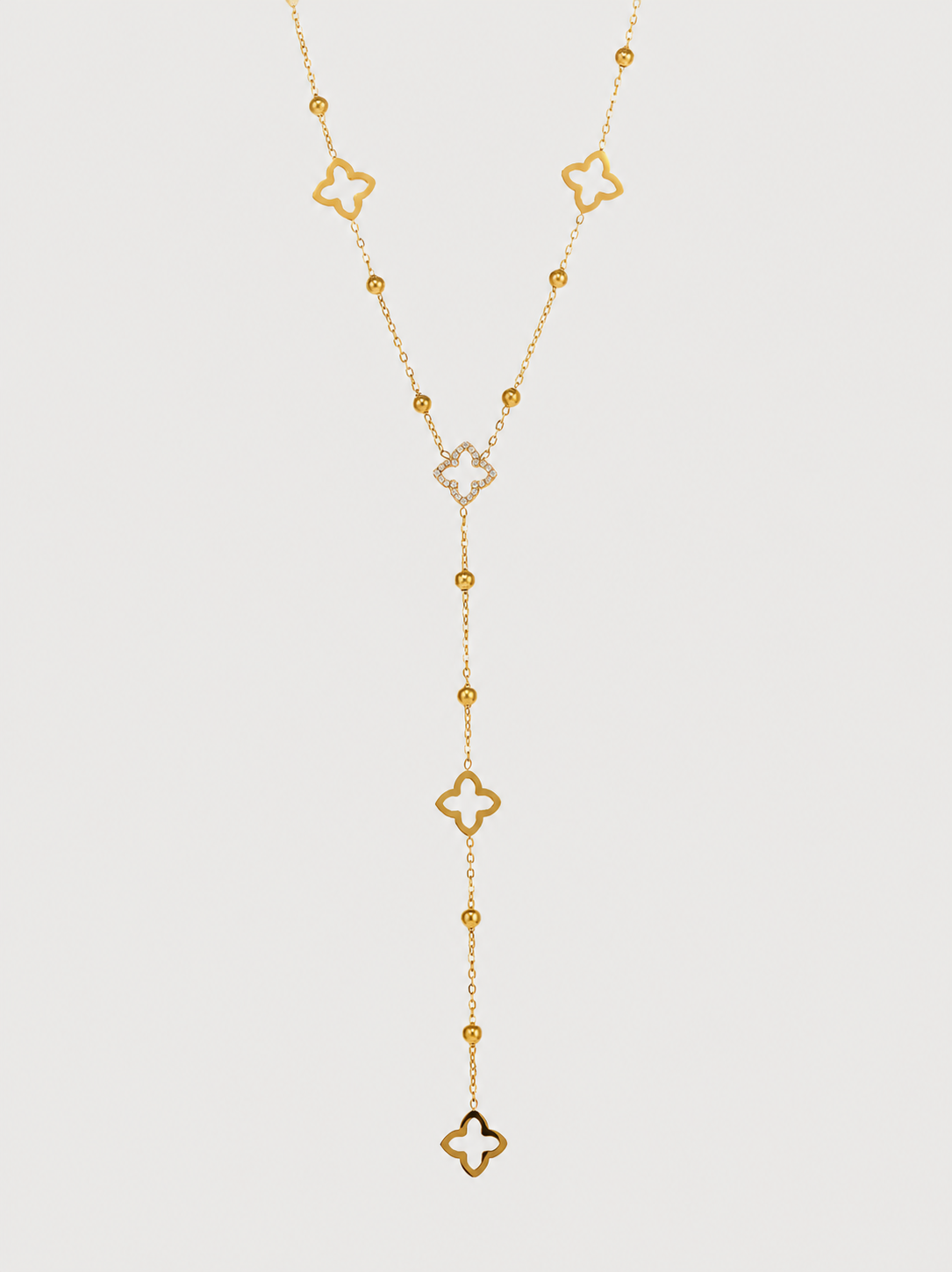 Crystal Clover Y Necklace