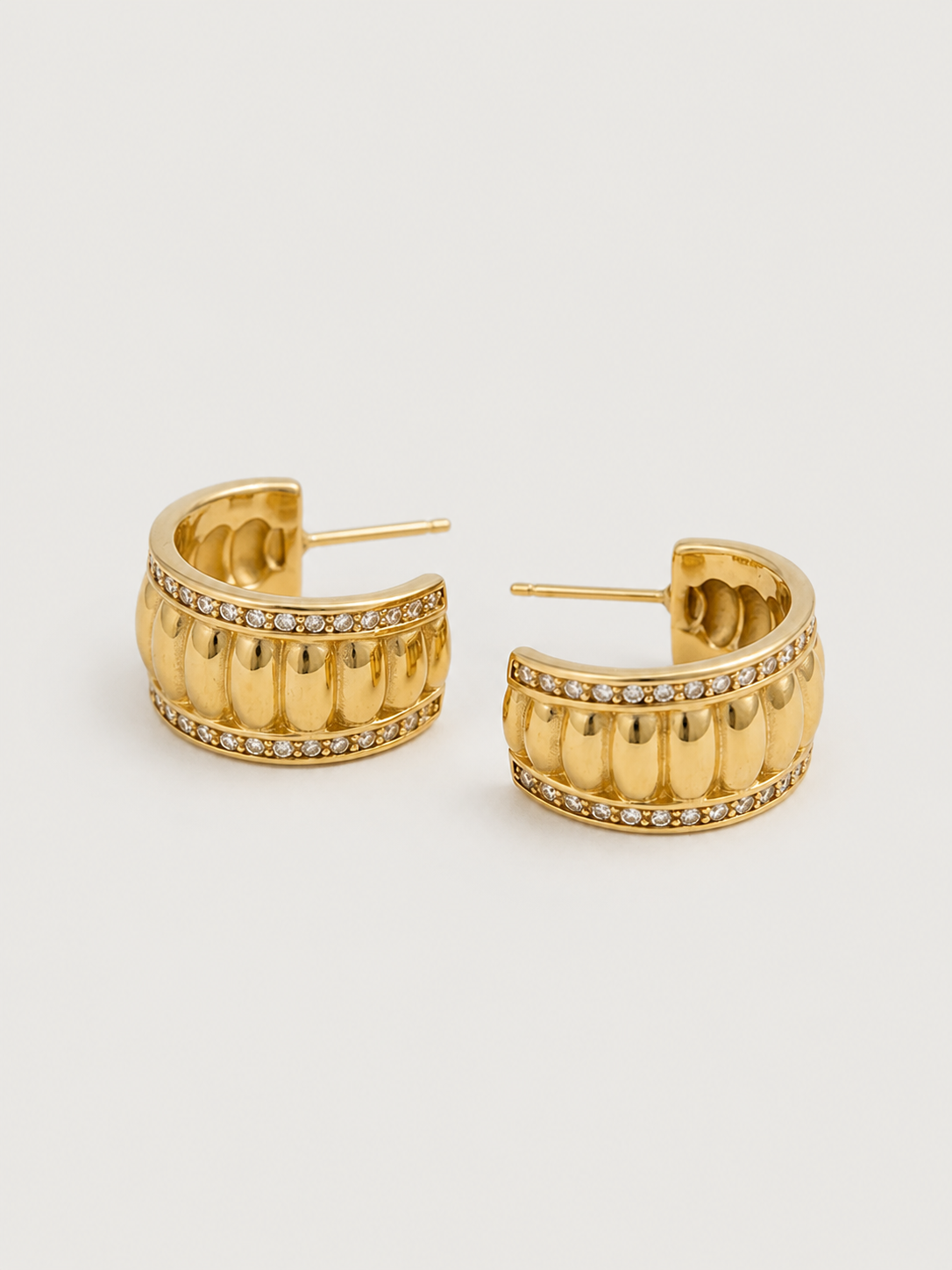 Ribbed Zircon Hoops