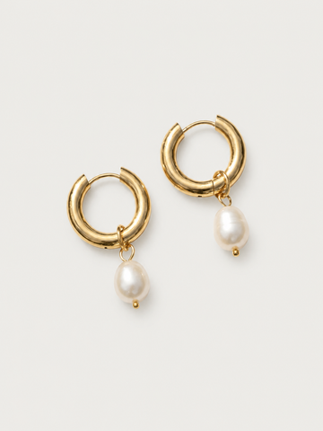 Pearl Charm Hoops