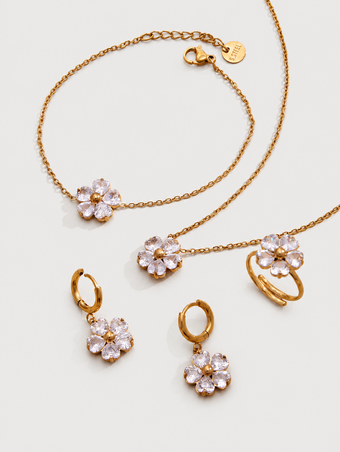 Crystal Flower Jewelry — Choose Your Piece