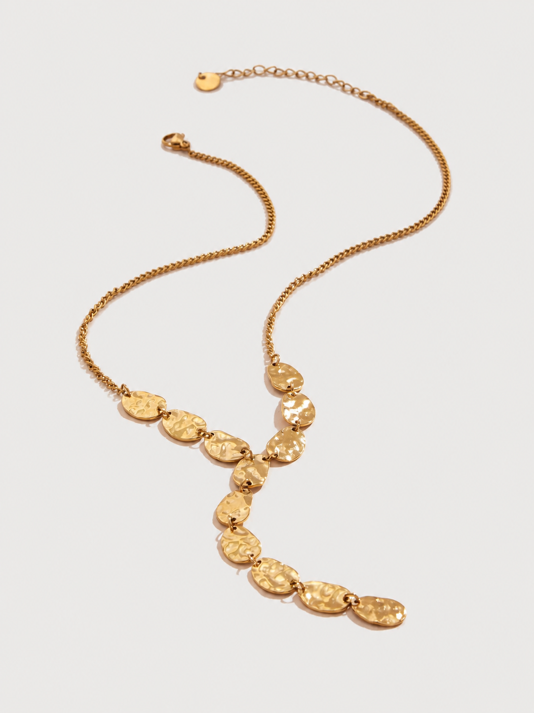 Hammered Drop Y Necklace